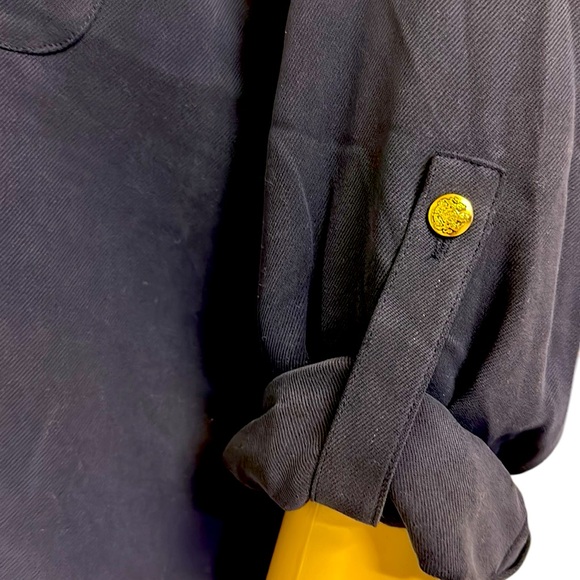 Silk Lauren Ralph Lauren Button Up Long Roll Tab Sleeve Embroidered Crest Shirt - Picture 4 of 9